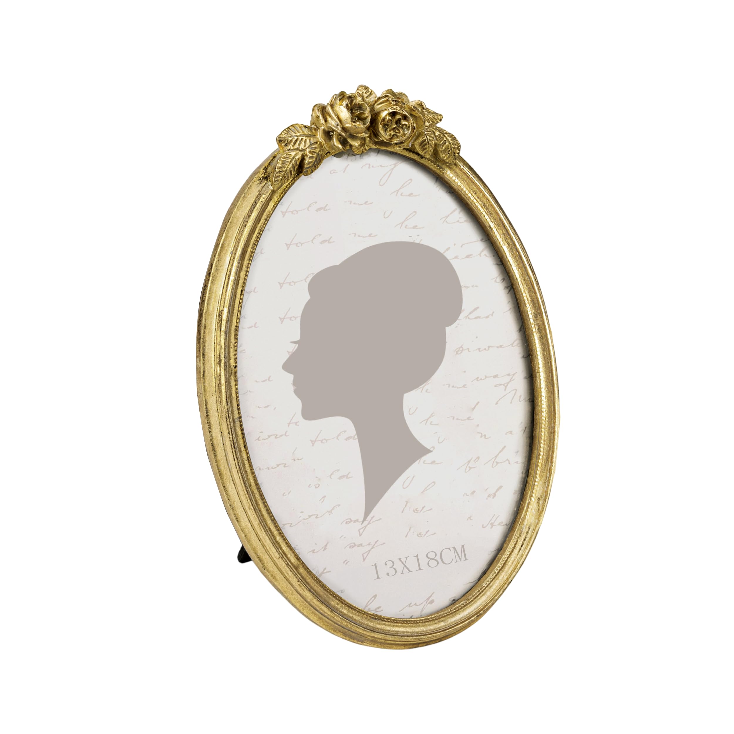 Sunlit Gold Oval Vintage Picture Frame 5X7 Inch, Antique Photo Frames, Tabletop Wall Hanging,