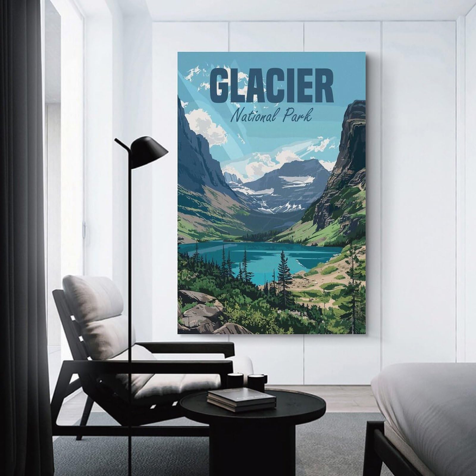 Junmoney Unframe-Style-6 Decorative Canvas Print Glacier National Park, 24X36inch(60X90cm), For Entrance Spaces, Stair Walls Or Halls, A Neat Decor Update For Hallways