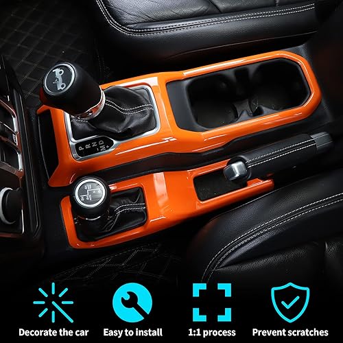 Vista 21 de JeCar Cubierta de panel para palanca de cambios de palanca de cambios de consola central para Jeep Wrangler JL JLU Gladiator JT 2018-2025+ Textura