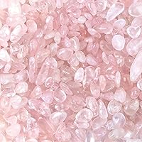 JOHOUSE 1lb Rose Quartz Crystals Bulk - Pink Tumbled Stone Chips for Plants, Aquarium, Vase Filler & Crafts