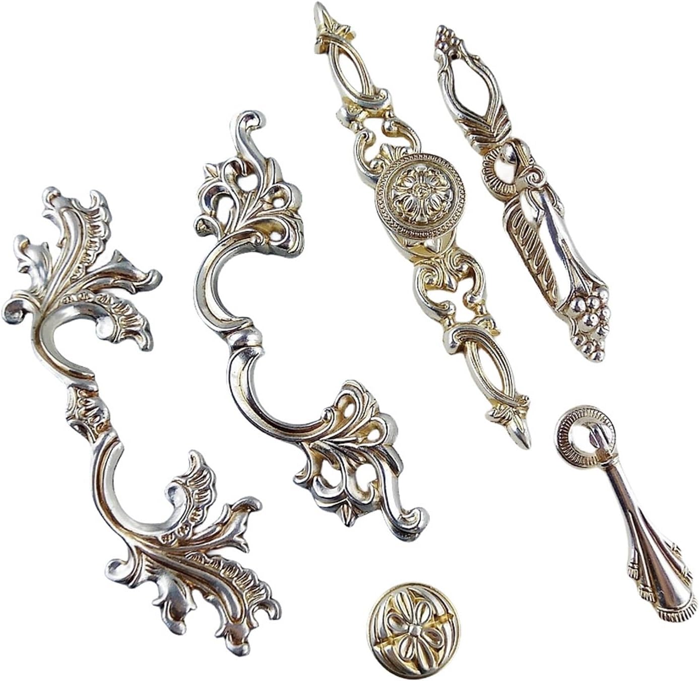 Antique Silver Handle for Furniture Hardware Kitchen Cabinets Door Drawer Wardrobe Cupboard Dresser Vintage Handle Pulls 2Pcs(Antique Silver 126mm)