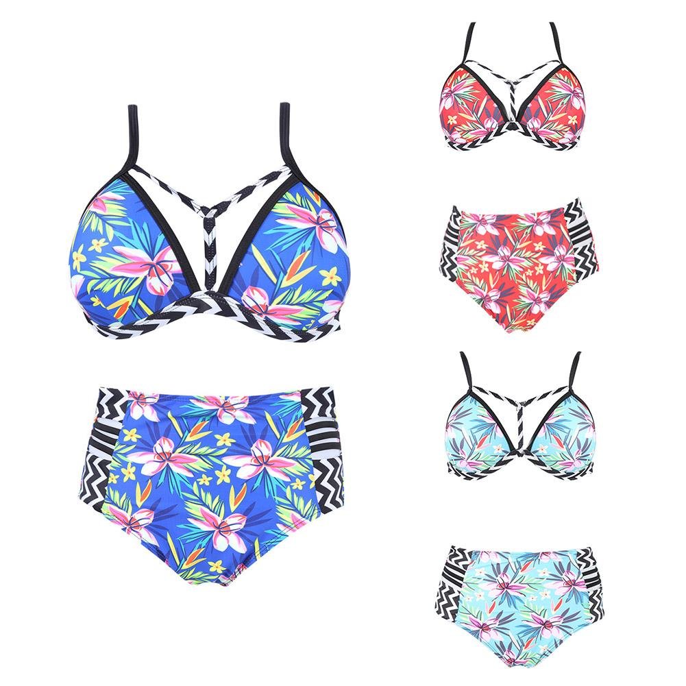 Trendyest Women Floral Print Push up Bikini Set TwoPiece High Waist