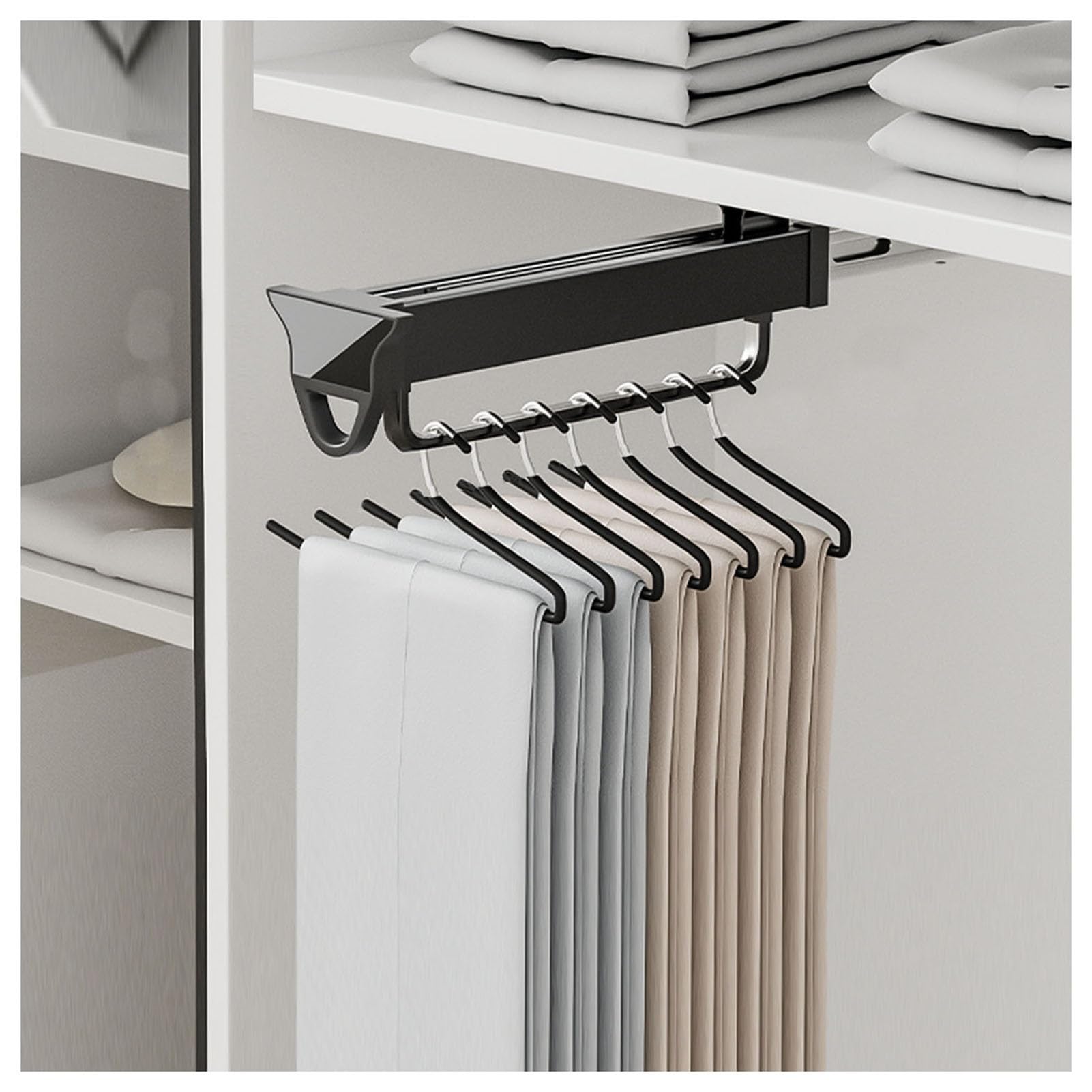 IUokLU Pull Out Trousers Rack,Pants Rack Sliding Closet Rod,Wardrobe Organizer Rack,for Wardrobe Closet Bathroom Cabinet,Save Space,Loading Capacity 30 Kg(Black-41cm)