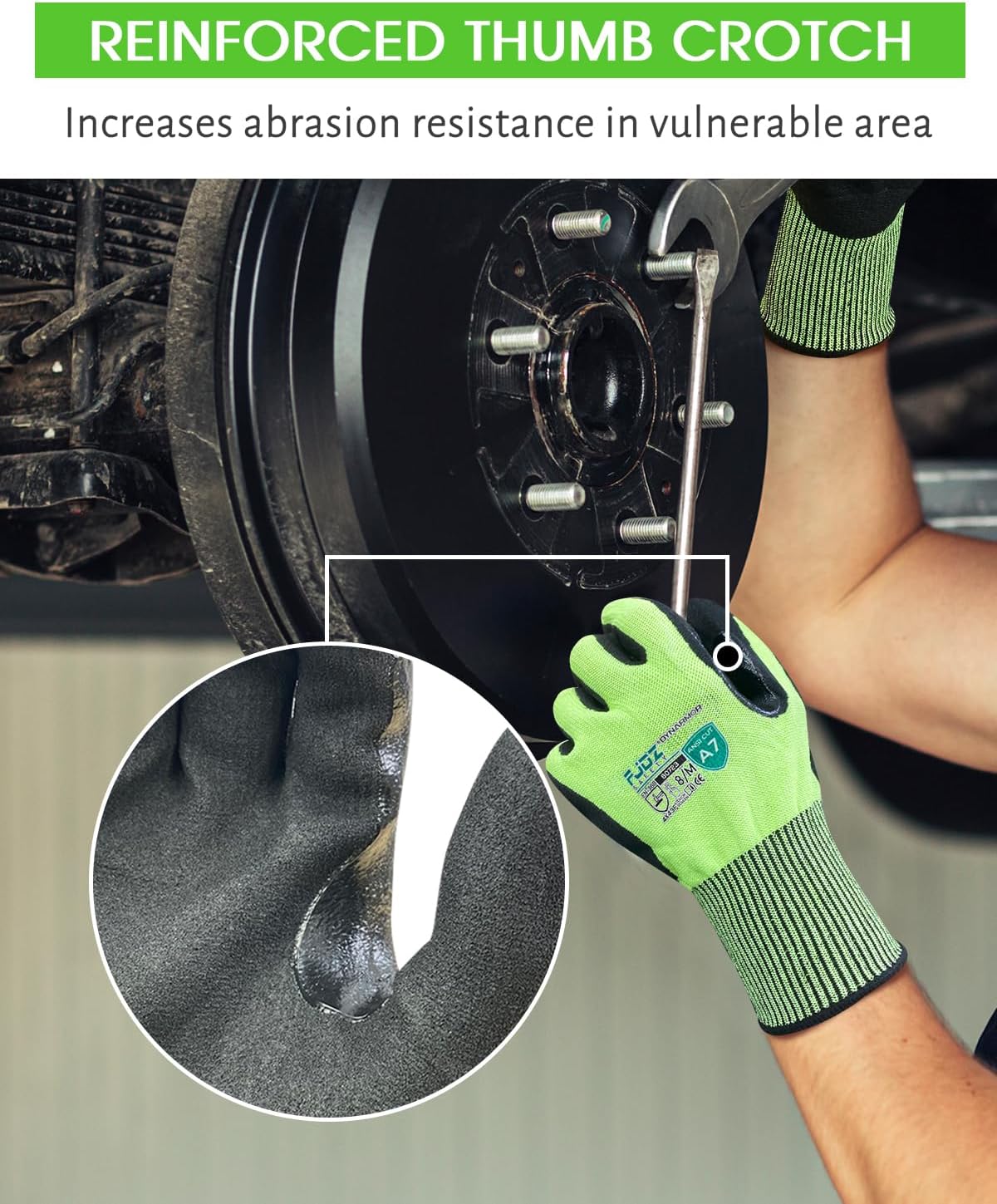 A7 Cut Resistant Work Gloves, 3 Pairs Nitrile Coated Cutting Glove for Woodworking,Construction,Fishing,Metalwork