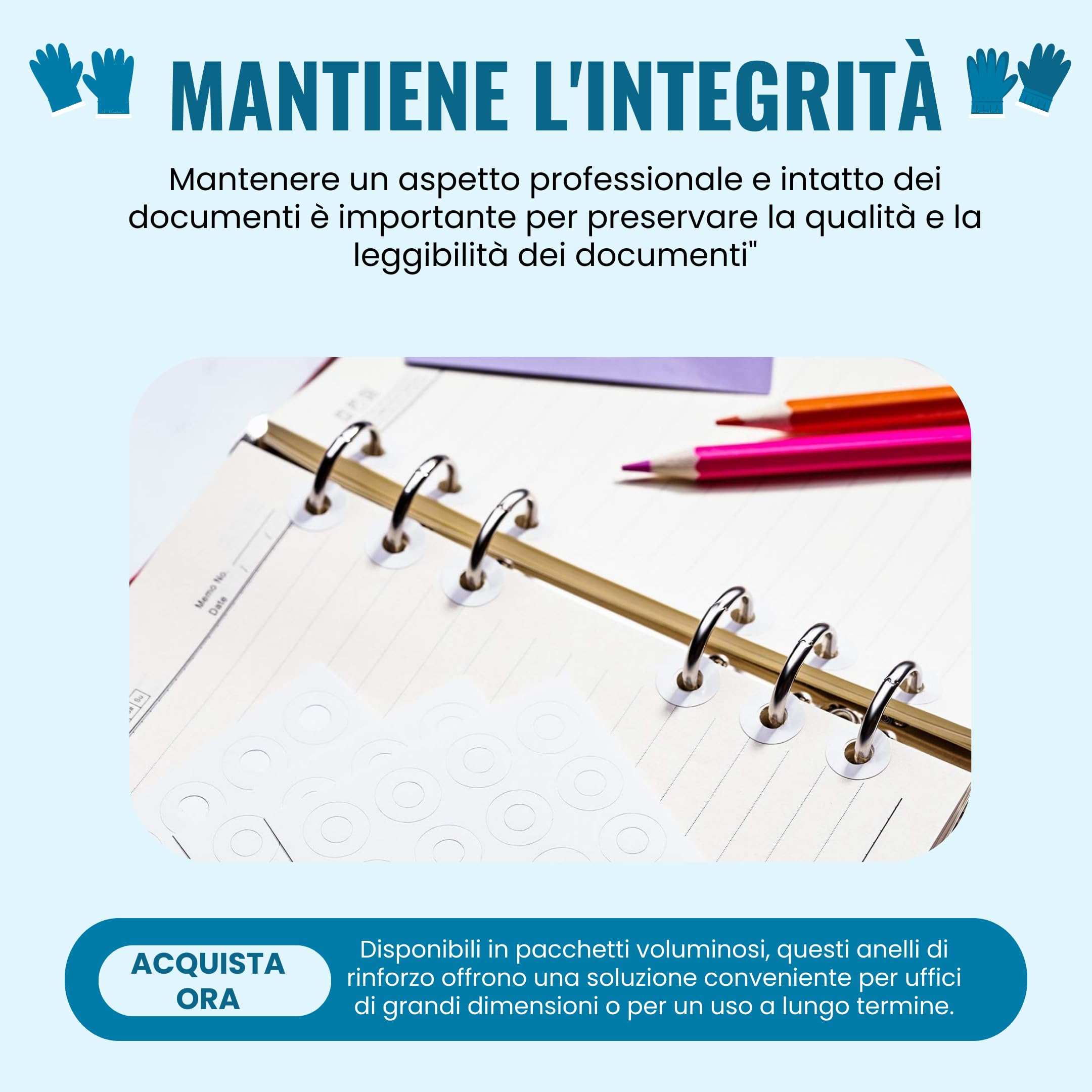 Salvabuchi Fogli Anelli Rinforzi Bianco 3000 | Anelli Autoadesivi Vinile