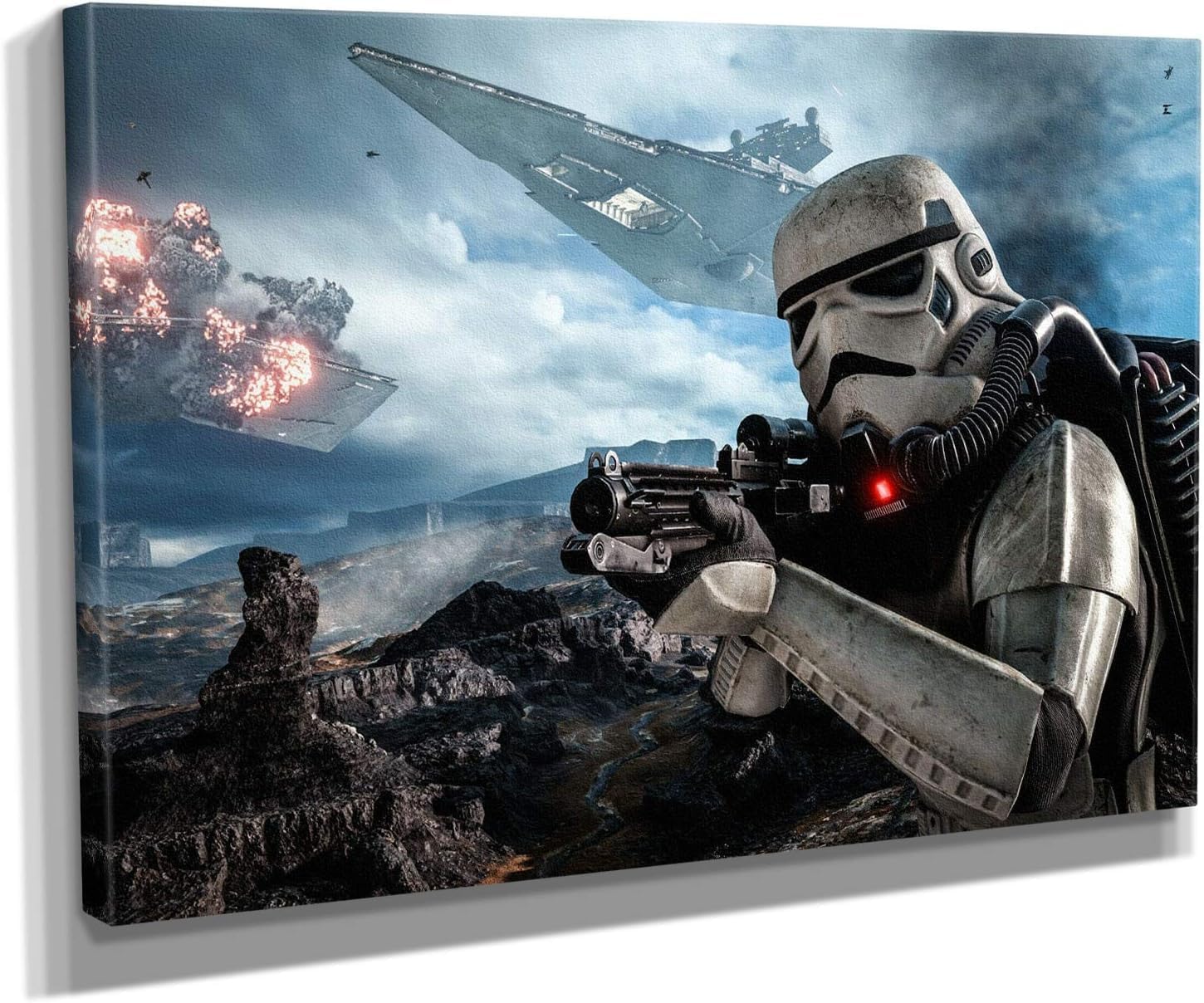 Galactic Soldier Battle Canvas Wall Art | Futuristic Sci-Fi Warrior Print | Space Theme Home Décor – Various Sizes (36L" x 24W")