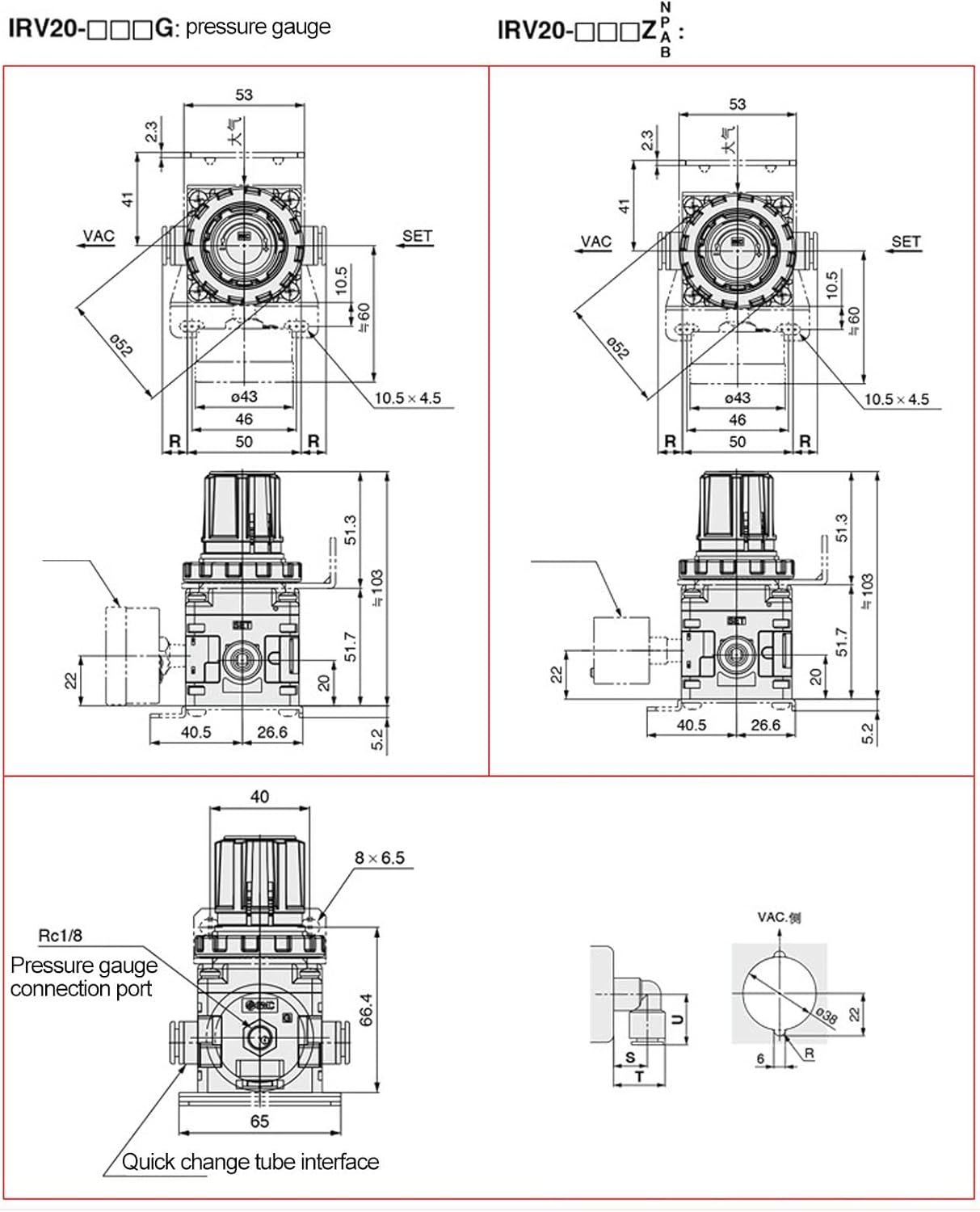 Garosa Pneumatic Vacuum Pressure Valve Self Locking Portable Accurate Pressure Regulator Setting Range 100kPa to 1.3Kpa