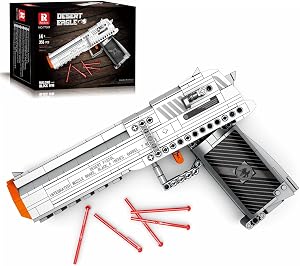 Reobrix 77001 Desert Eagle Model Building Kit, Building Toy with Shooting Function, Military Building Blocks for Teens 14+ and Adults, 356 Pieces