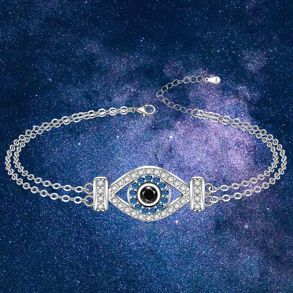 Fenthring Evil Eye Anklet Sterling Silver Protection Turkish Blue Eyes Ankle Bracelets Anklets for Women Chain Jewelry