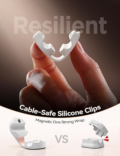 Miniatura 2 de FLYLEAD - Paquete de 8 clips magnéticos de silicona para cables 0.315 in más anchos accesibles Gestión de cables de escritorio, soporte de cable de
