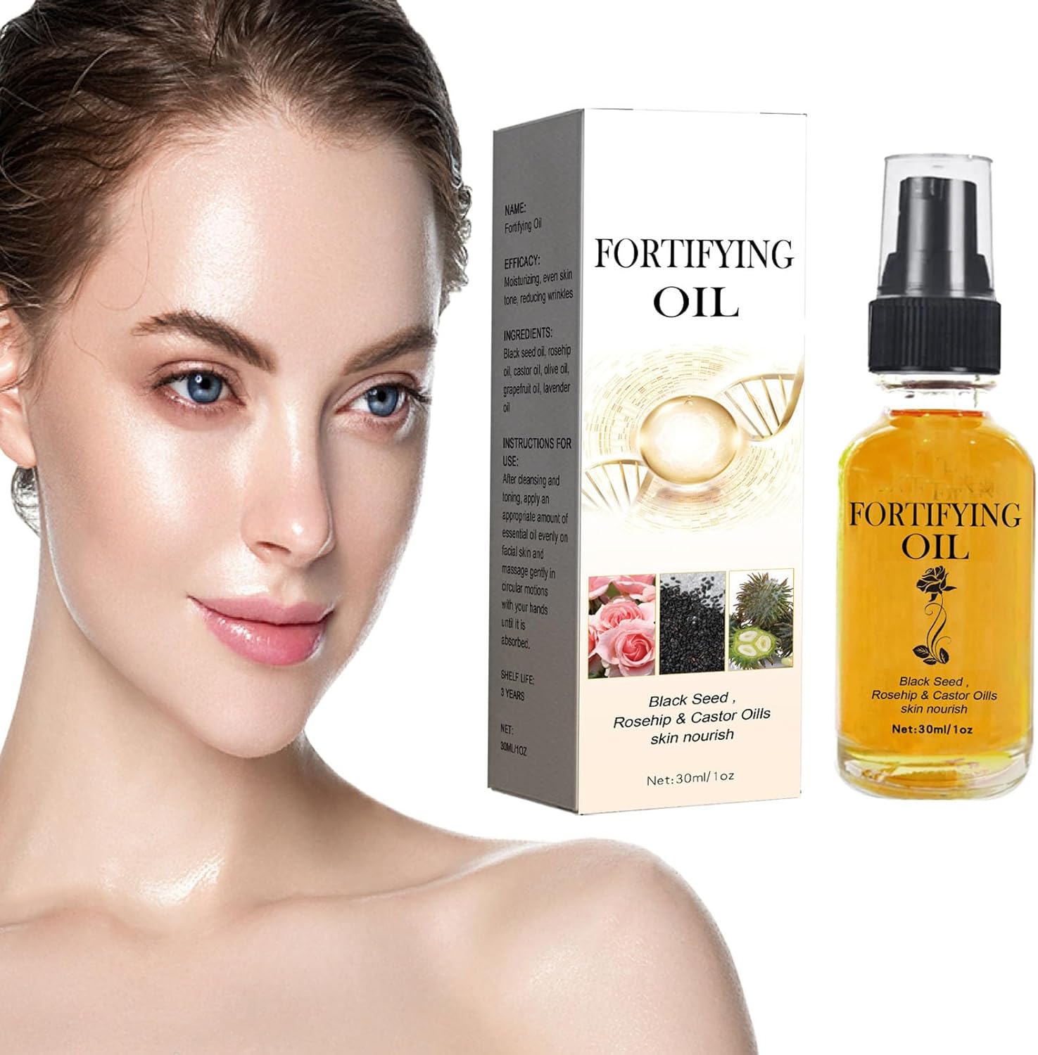 Rosehip Oil Black Seed Oil and Castor Oil,Nourishing Skin Castor Oil Black Seed Oil Rosehip Oil,Anti-Wrinkle Face Serum,Facial Moisturizer Organic Natural Face Oil Anti-Aging Serum,Face Black Seed Oil