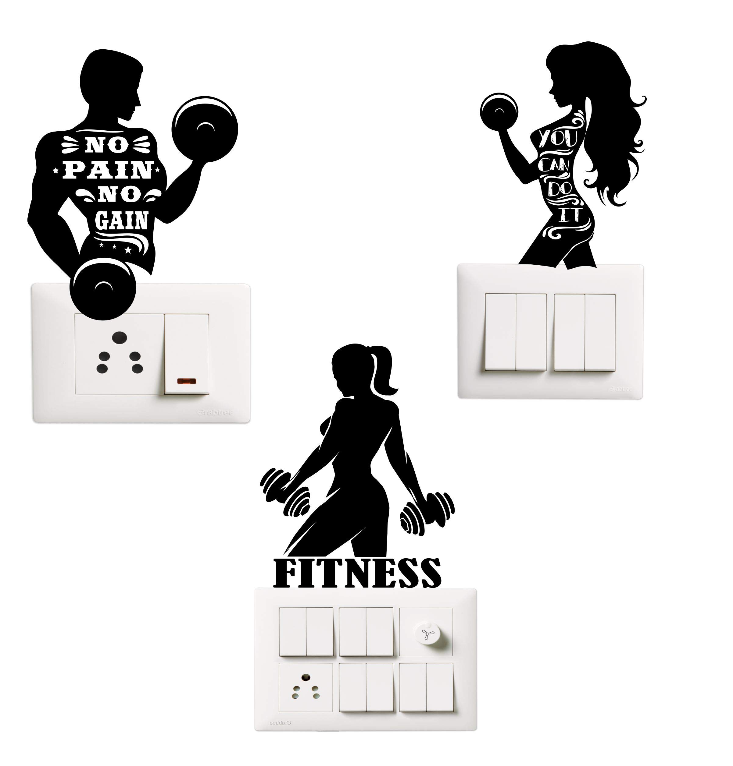 Sticker Hub "Gym" Switch Board Sticker Size- 13cm x 10cm Set of -3 SW233