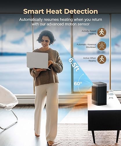 Miniatura 2 de Calentadores de espacio con sensor de movimiento, calentadores portátiles para uso en interiores, calentadores eléctricos pequeños para habitaciones