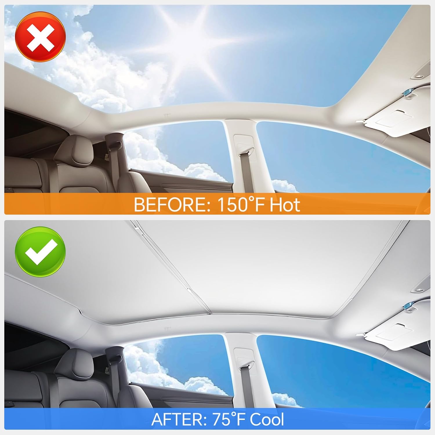 Model Y Juniper Glass Roof Sunshade Top Sunshade Heat Insulation Glass Roof Sun Shade UV Pretection Interior Accessories