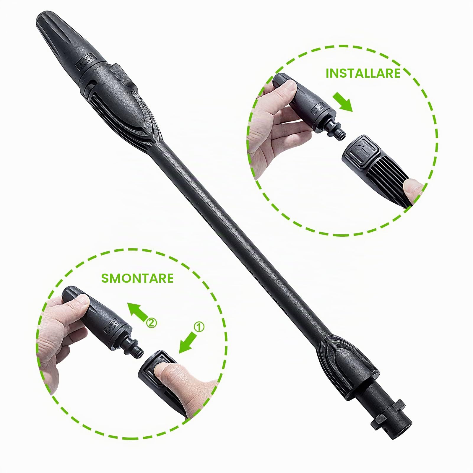 YUET Lancia idropulitrice, Ricambi per Kärcher K2 K3 K4 K5 K6 K7 Serie, con Ugello Turbo Rotante Dirt Blaster e Ugello Spruzzatore Regolabile