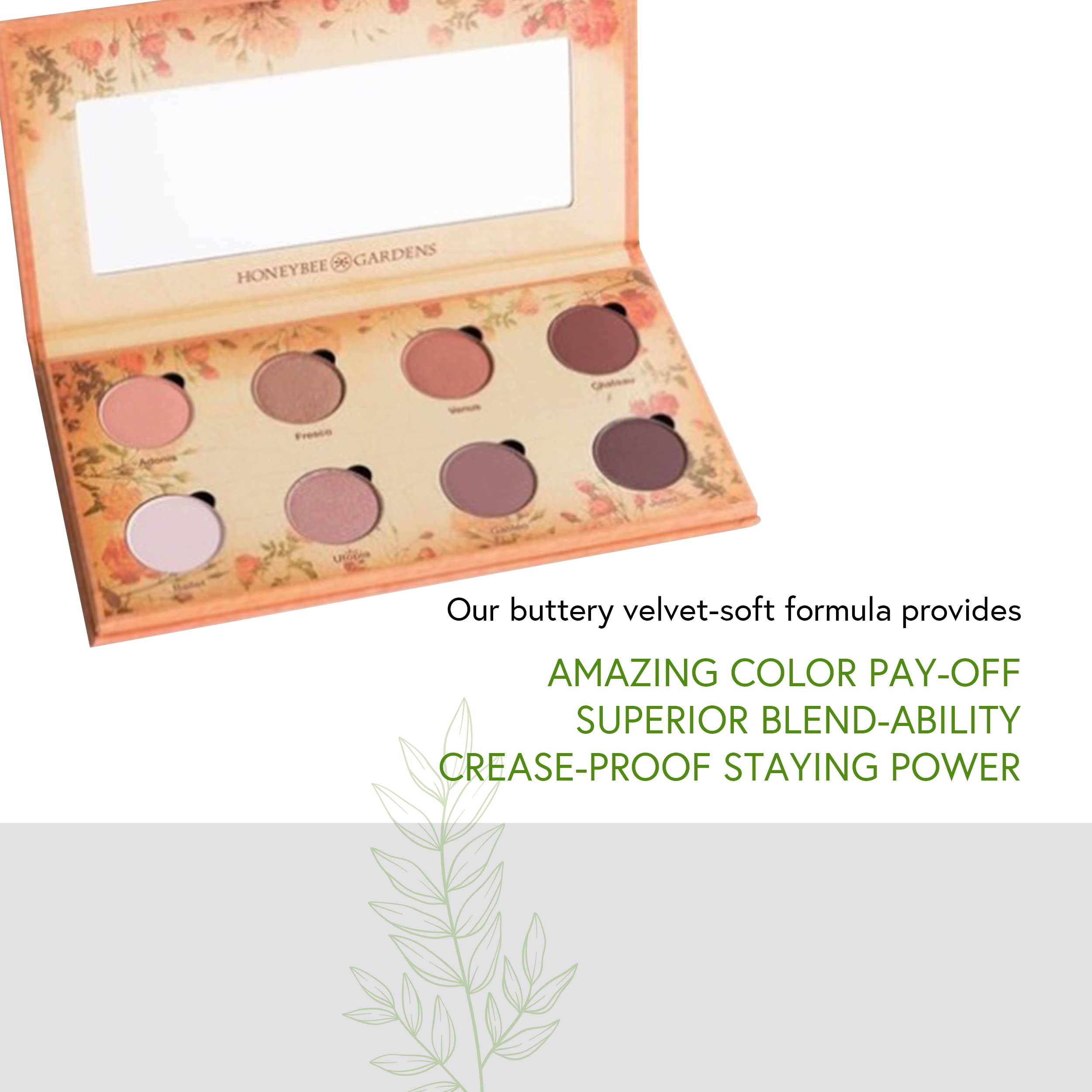 Honeybee Gardens Nude Renaissance Refillable Eye Shadow Palette | Naturale, Healthy, non tossico, senza glutine, Vegan, Cruelty Free
