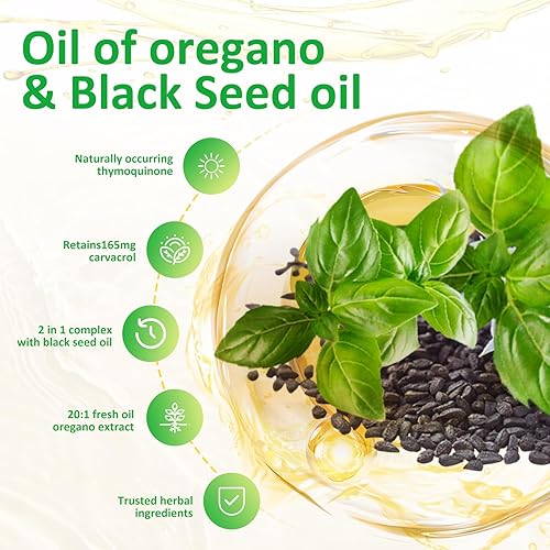 Miniatura 5 de 300 cápsulas blandas de aceite de orégano silvestre cápsulas orgánicas de cápsulas blandas de orégano orgánicas con aceite de semilla negra