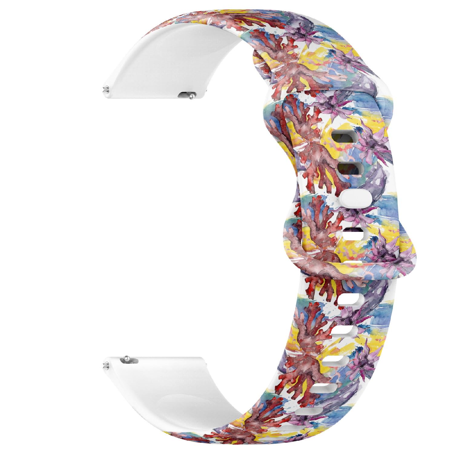 Compatible with Garmin Fenix 7/7 Pro, Fenix 6/6 Pro, Fenix 5/5 Plus, Epix (Gen2) / Epix Pro (Gen2), 22mm Sport Watch Band (Purple Red Aquatic Underwater Nature) Silicone Soft Strap Bracelet