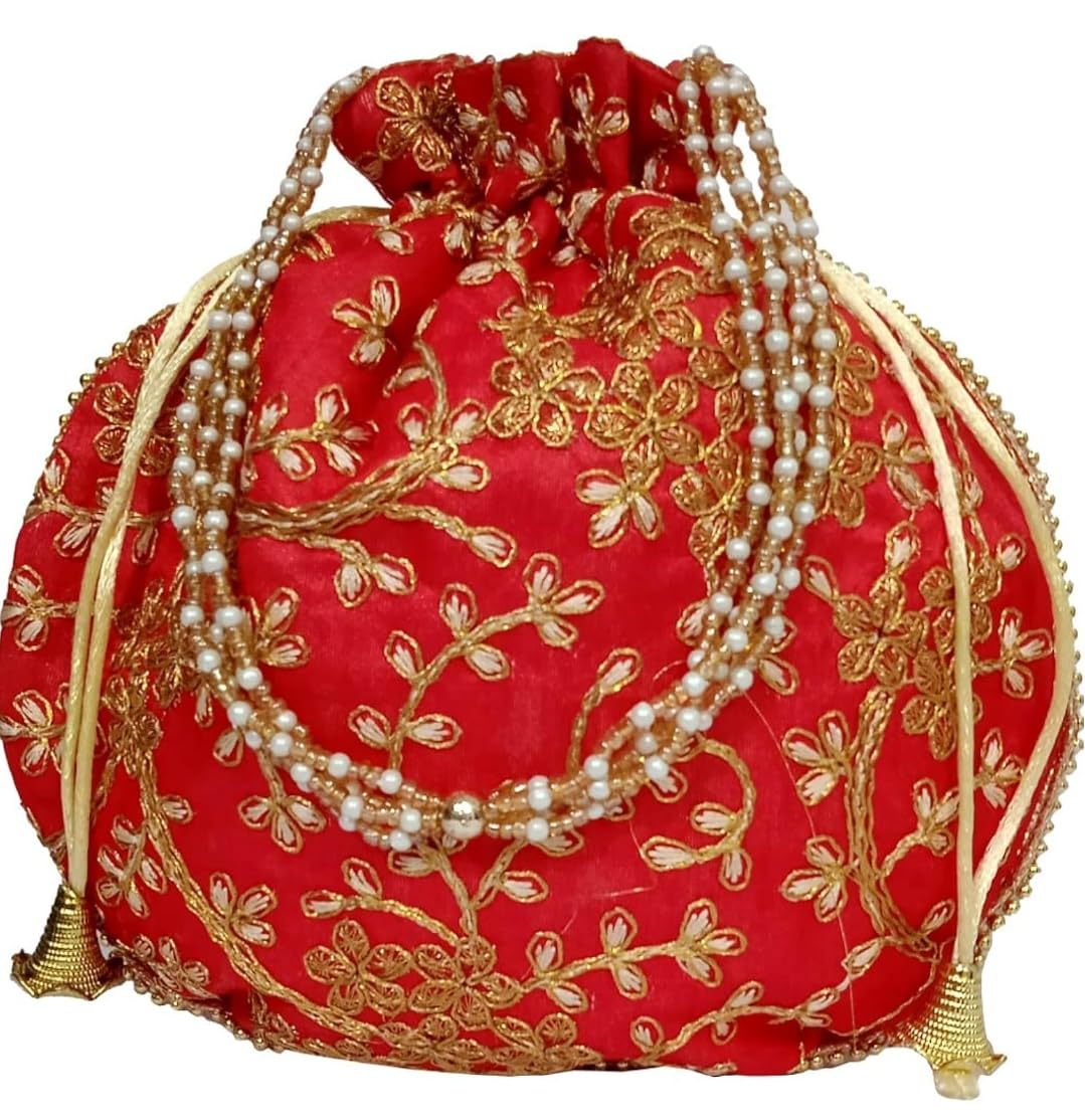 shireen Women's Ethnic Potli Bag | Handcrafted Designer Silk Potli Purse for Weddings & Parties | Potli Handbag for Ladies-picture-0