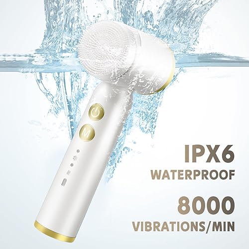Miniatura 6 de Ablink Limpiador facial eléctrico, cepillo de limpieza facial 6 en 1, cepillo giratorio recargable, IPX6, impermeable, con 6 cabezales de cepillo, 3