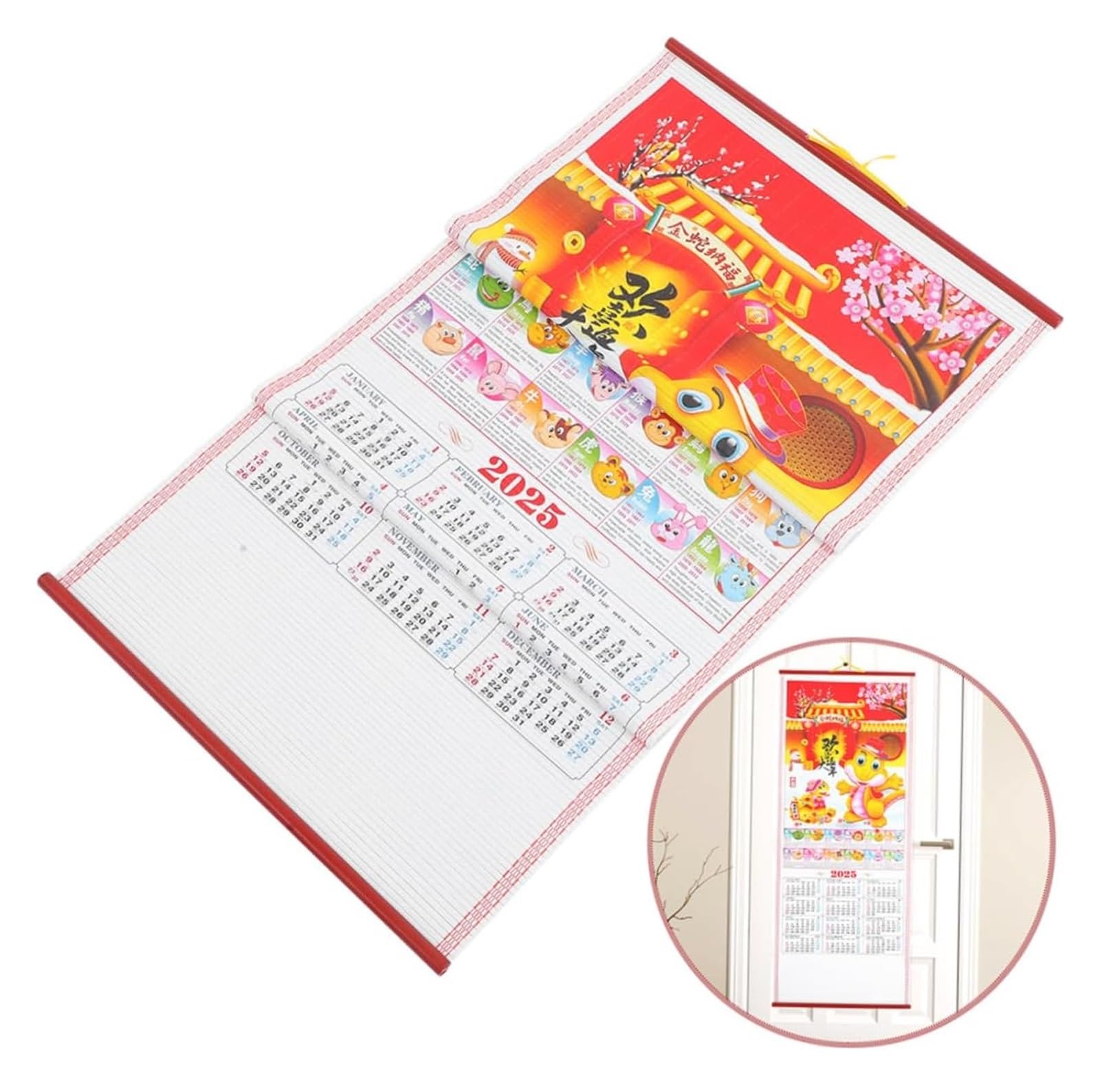 Tischkalender, Tischkalender 2025, Jahr der Schlange, Hängekalender, Adventskalender, Kühlschrankkalender, Kühlschrankkalender, Weiß
