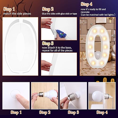 Miniatura 3 de 3 piezas de 3.3 pies de Halloween iluminadas con marco de globo grande, letras brillantes, mosaico de espuma, kit de letras gigantes para decoración