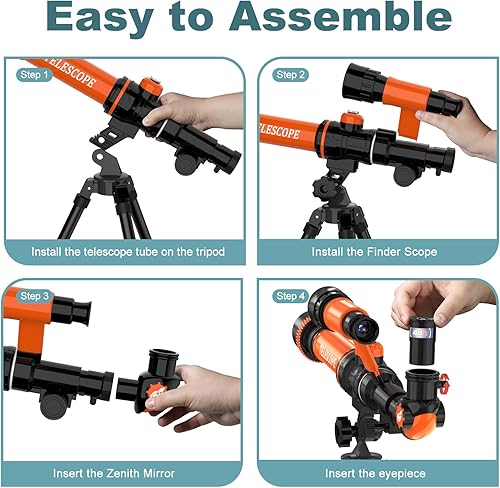 Miniatura 3 de ToyerBee Telescopio para niños, incluye 3 oculares de aumento y brújula y buscador, telescopio lunar portátil para niños y principiantes de