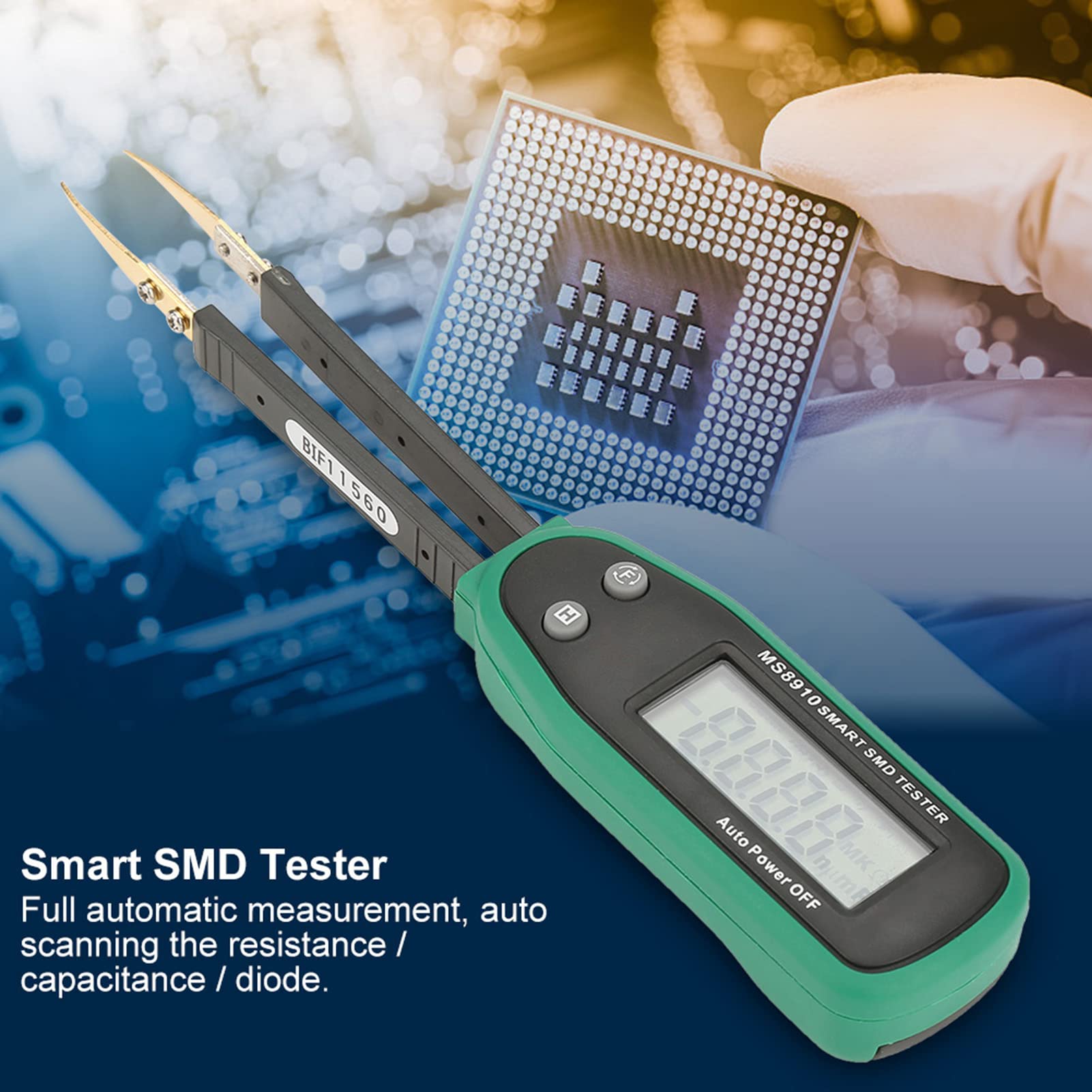 Probador de Capacitancia de Resistencia SMD Digital Inteligente MS8910 con 2 Pines de Prueba de Respaldo, Probador de Resistencia Portátil de 3000 Cuentas Tiene Función de