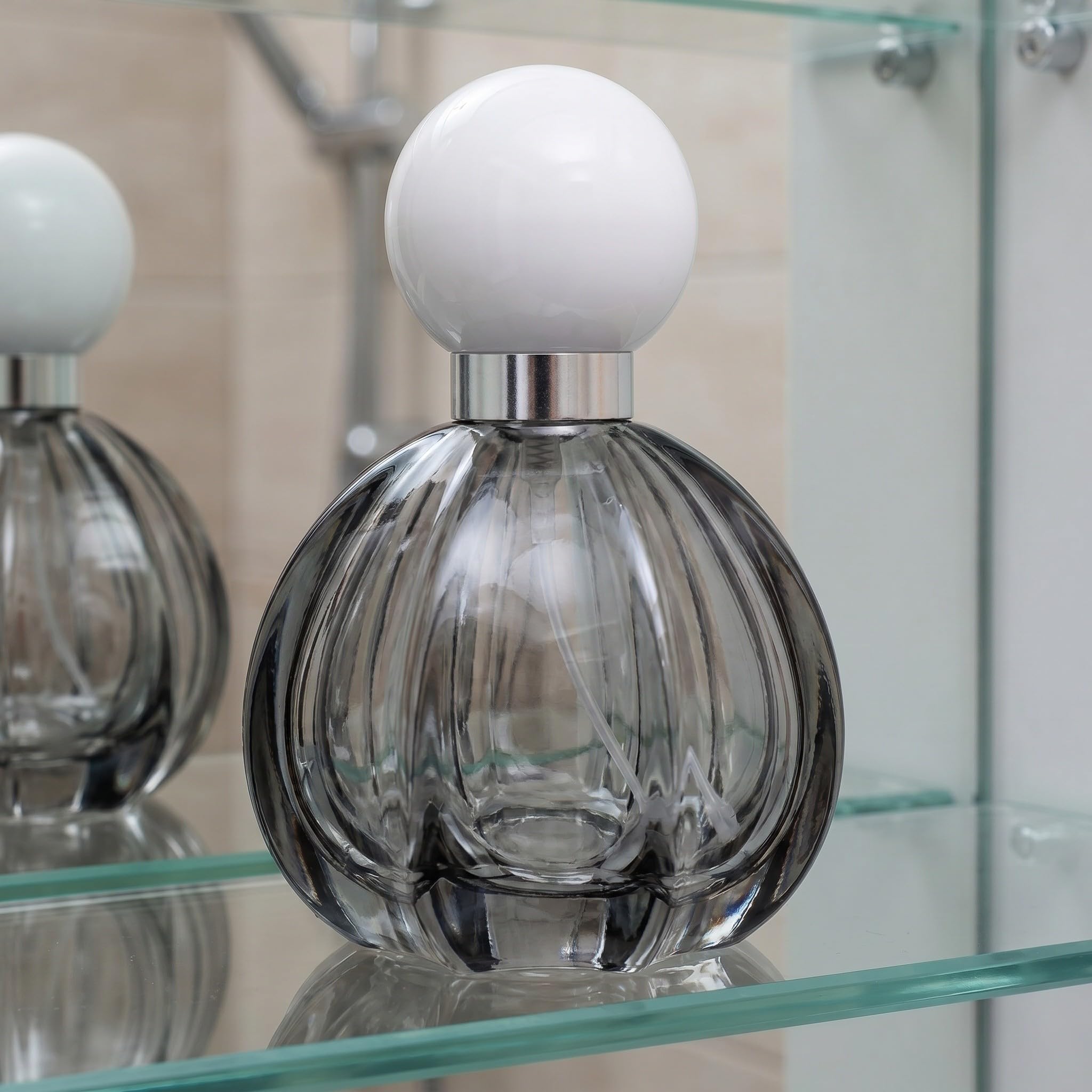 Lurrose 4 leere Parfümfläschchen, 50 ml (1,7 oz) Glas-Sprühflasche mit feinem Zerstäuber, nachfüllbarer Duftspender in Vintage-Kürbisform für Reisen und Zuhause