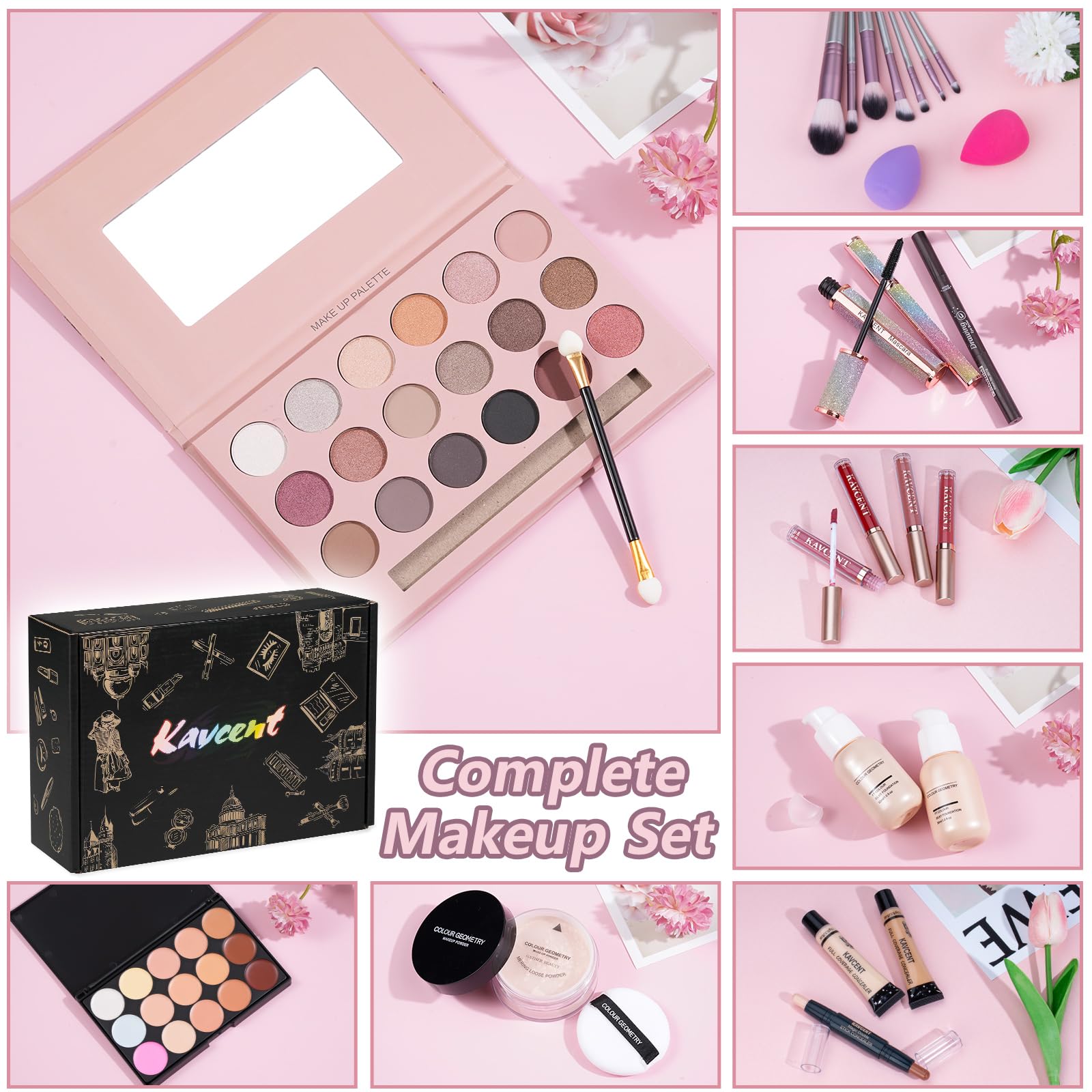 KAVCENT Make-up-Set für Teenager, komplettes Make-up-Set für Frauen, Make-up-Kits für Frauen, Geschenk, Lidschatten, Concealer