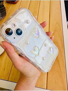 Flexible Silicone Case with Pearl Design with 3D Toys Compatible with Go Accessory iPhone 13 And 14