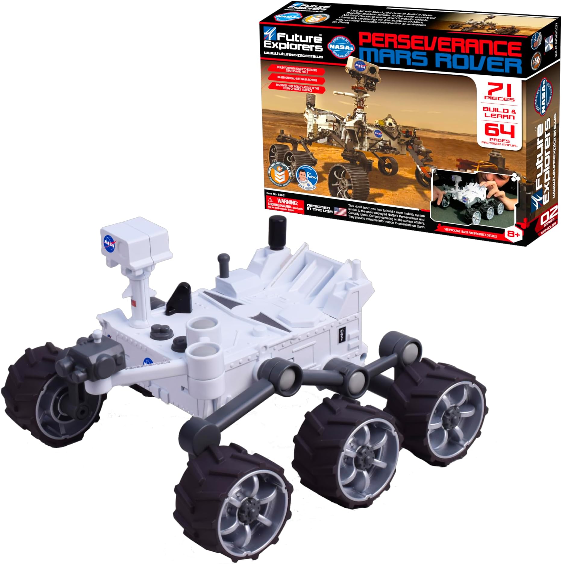 NASA Future Explorers - Perseverance Mars Rover. Build & Learn STEM Education & Interactive Space Exploration for Kids. with Powerful Motor & Movable Robotic Arm!
