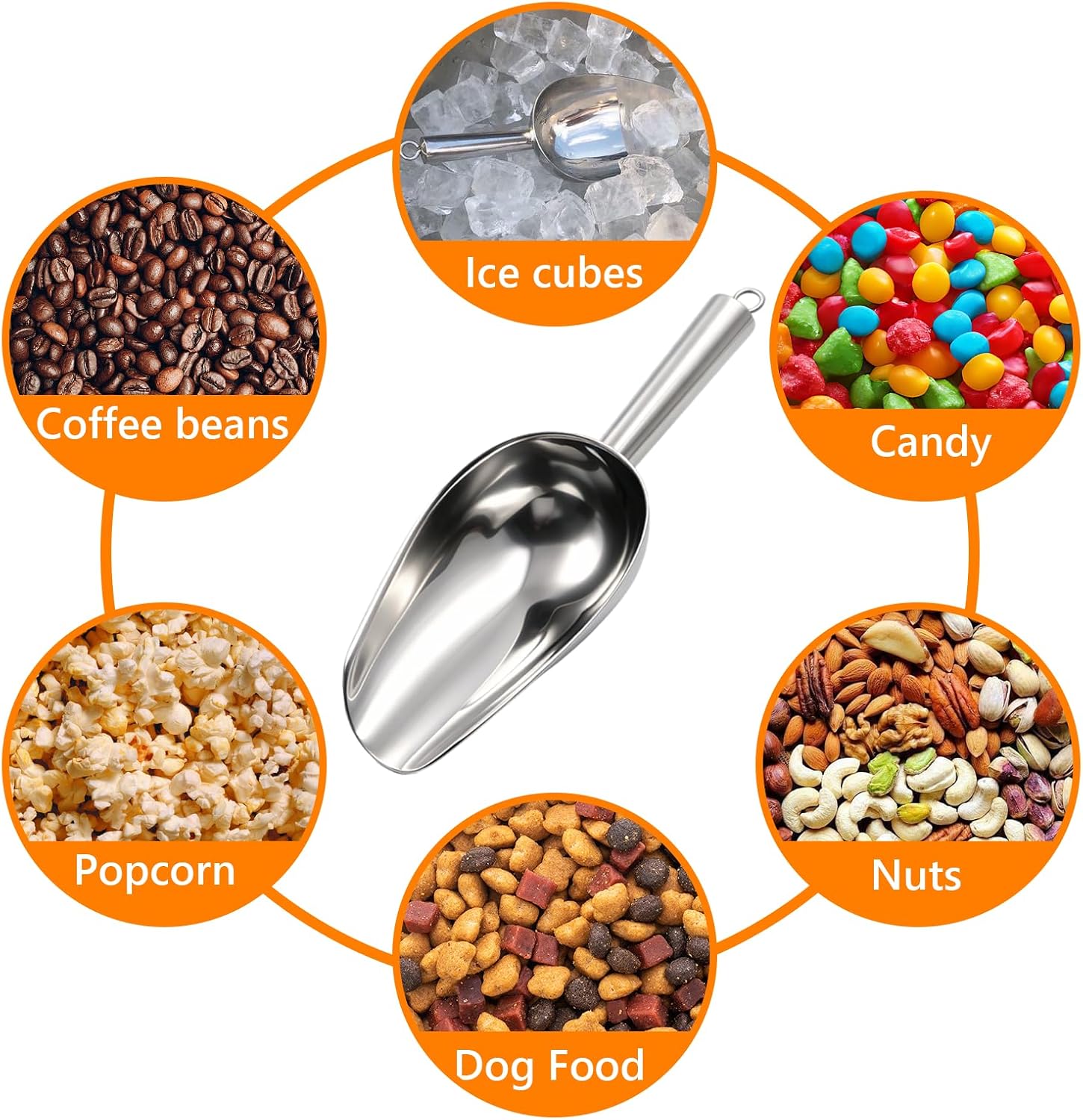 Rich&Ray 9oz Stainless Steel Ice Scoop with Walnut Wood Holder