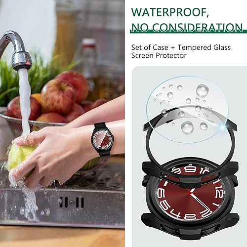 Miniatura 2 de Haojavo Paquete de 2 + 4 fundas protectoras de pantalla para Samsung Galaxy Watch 6 Classic de 1.693 in, 2 unidades de carcasa protectora de