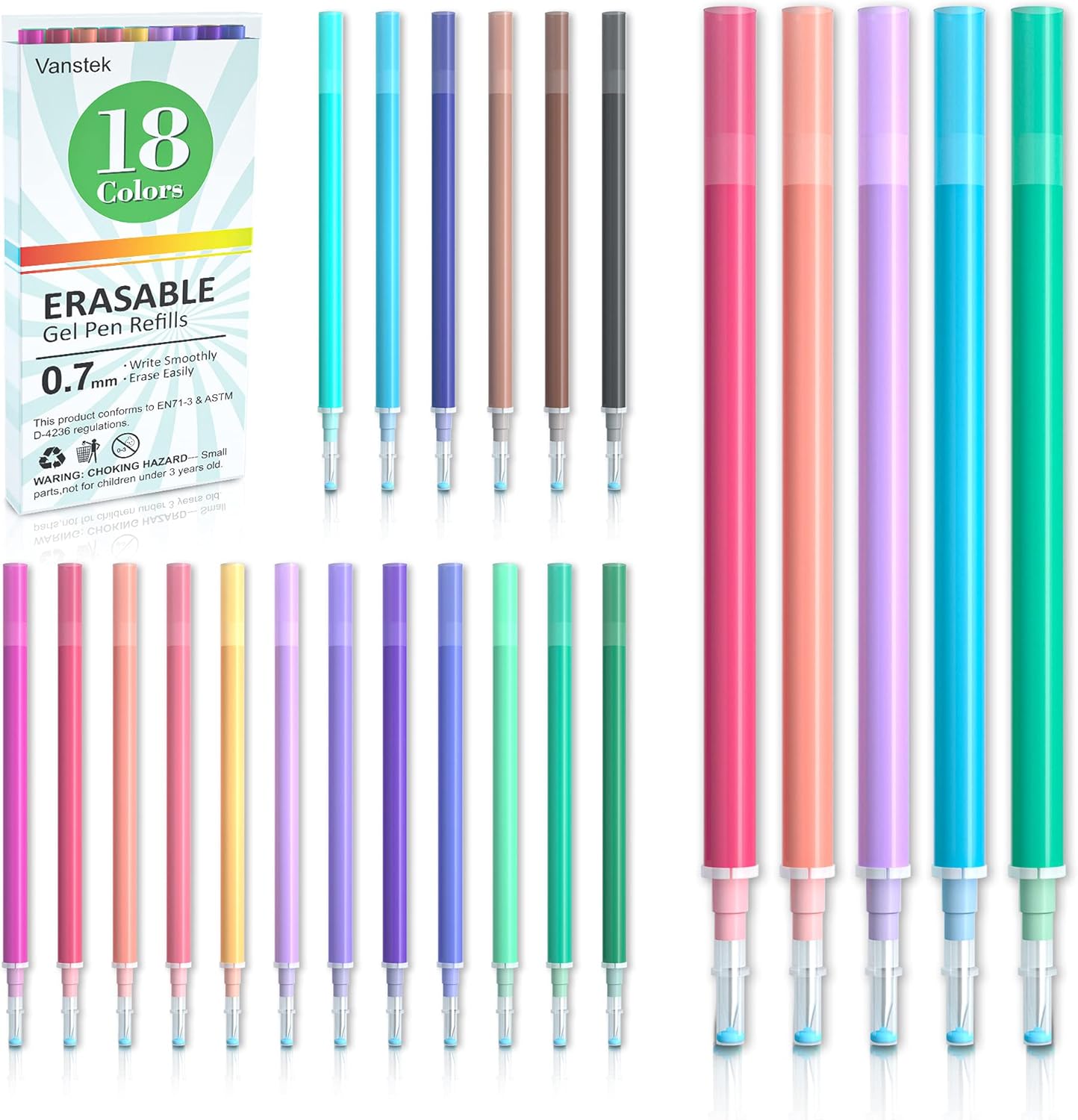 Vanstek 18 Colors Erasable Gel Pen with