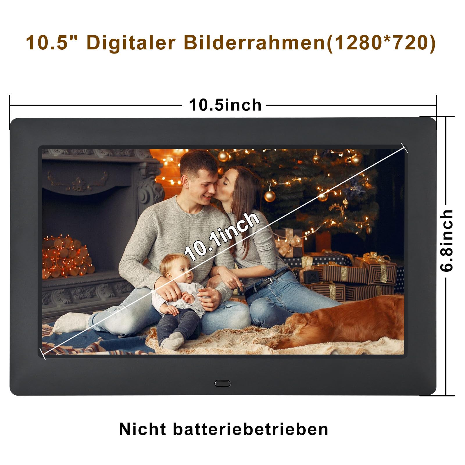 TSITSC 10.5 Zoll Digitaler Bilderrahmen, 1280 * 720 IPS Bildschirm Elektronischer Bilderrahmen Kalender/Uhrfunktion/Musik/Foto-/Videoplayer mit Fernbedienung, unterstützt USB/SD-Karte (Schwarz)