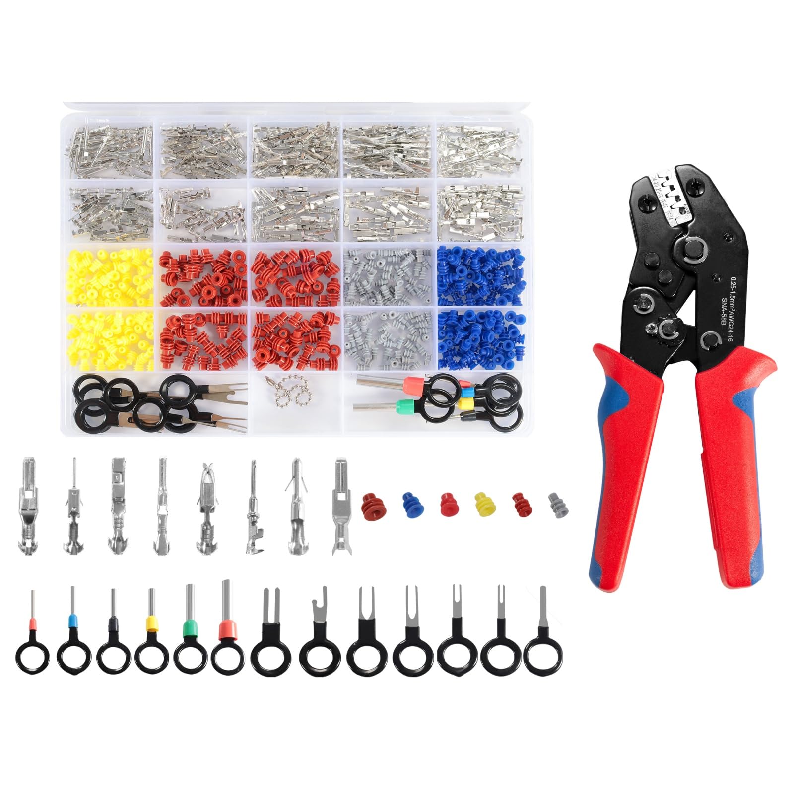 718PCS 19 Kinds Automotive Electrical Pin Connectors Kit, Wire Crimping Tool with Ratchet,
