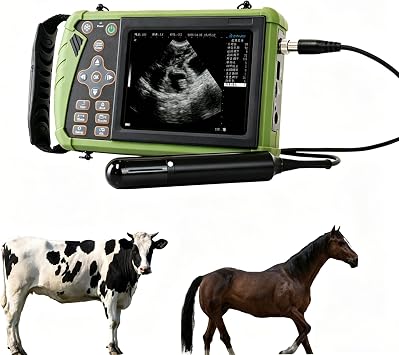 Rectal & Convex Dual-Use Probe Veterinary Ultrasound Machine for Cattle and Horse, Portable Handheld Vet Scanner for Pregnancy and Reproduction Check on Farm