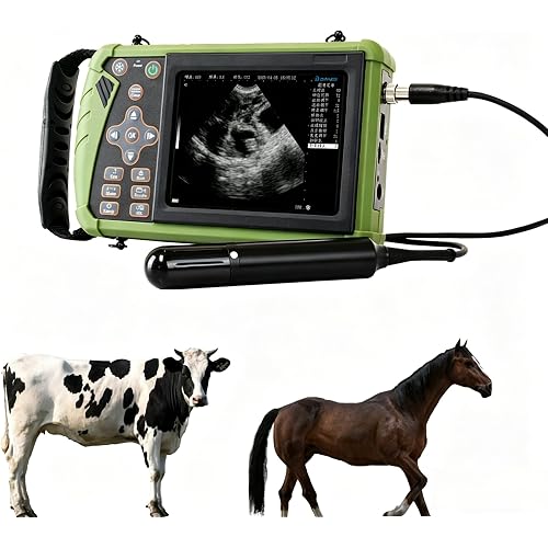 Rectal & Convex Dual-Use Probe Veterinary Ultrasound Machine for Cattle and Horse, Portable Handheld Vet Scanner for Pregnancy and Reproduction Check on Farm