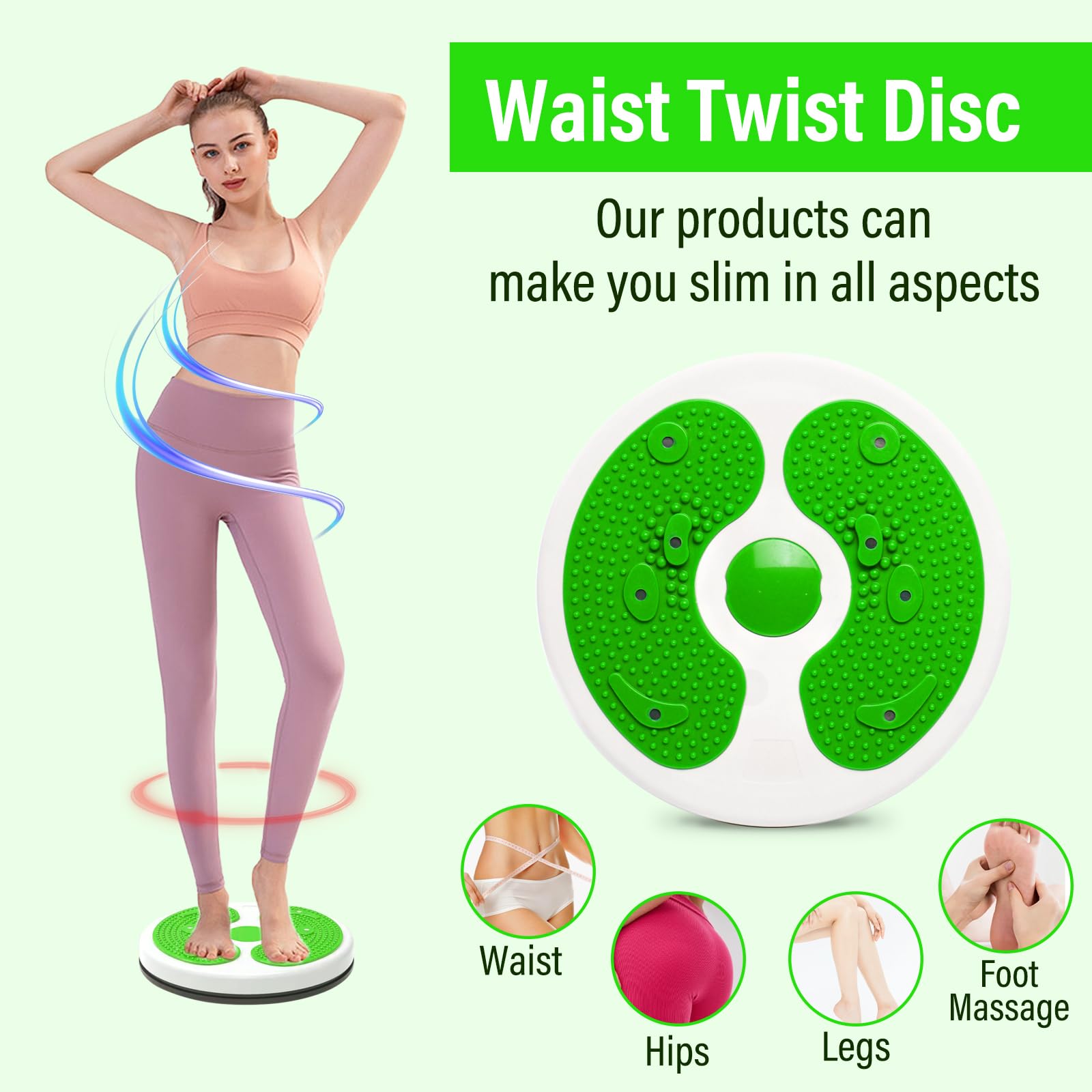 Twist Waist Disc Board, Disco Rotante Fitness con Fune di Trazione Breaking Limits Slimmy Pedana Rotante Dimagrante Multi-funzionale massaggio ai piedi magnetico Attrezzatura per il fitness