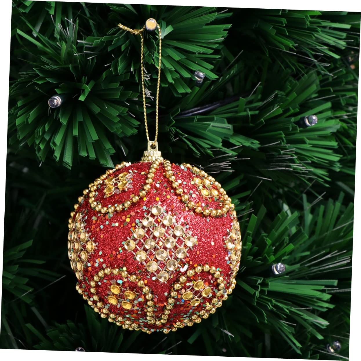Ciieeo 3 Sets 8 cm Weihnachtsbaumschmuck Mini Glitzer Pailletten Strass Ornamente Hängende Dekoration Für Heim- Und Partydekorationen 6 Stück * 3