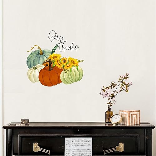 Miniatura 4 de Calcomanías de arte de pared con texto en inglés "Give Thank Things" (Acción de Gracias al aire libre), calcomanías de arte de pared reutilizables