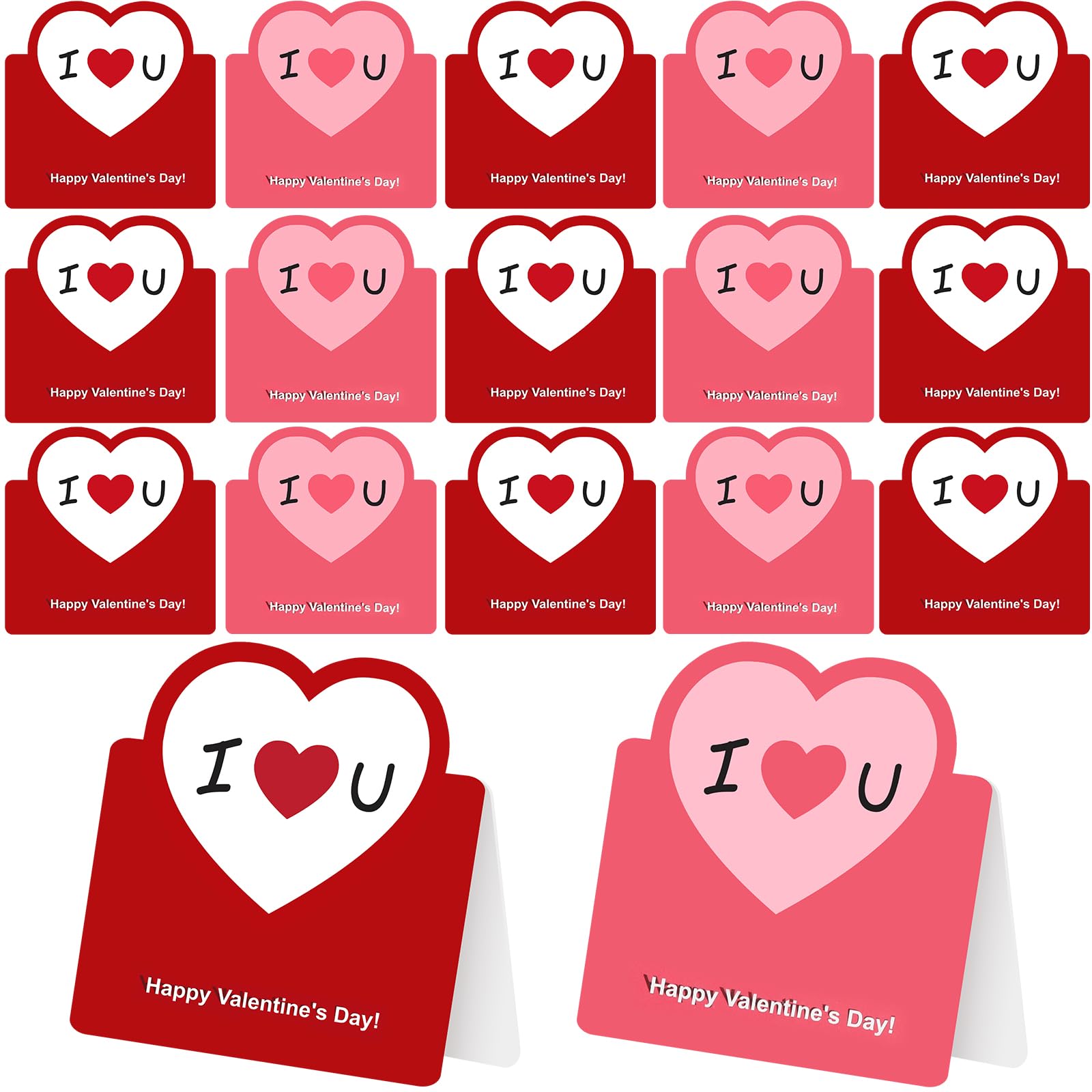 Geyoga 300 Pcs Valentines Day Cards Bulk Valentine Blank Heart Cards Classroom Kids Greeting Cards Red Pink Greeting Cards Foldable Love Heart Greeting Cards for Valentine's Day and Anniversary
