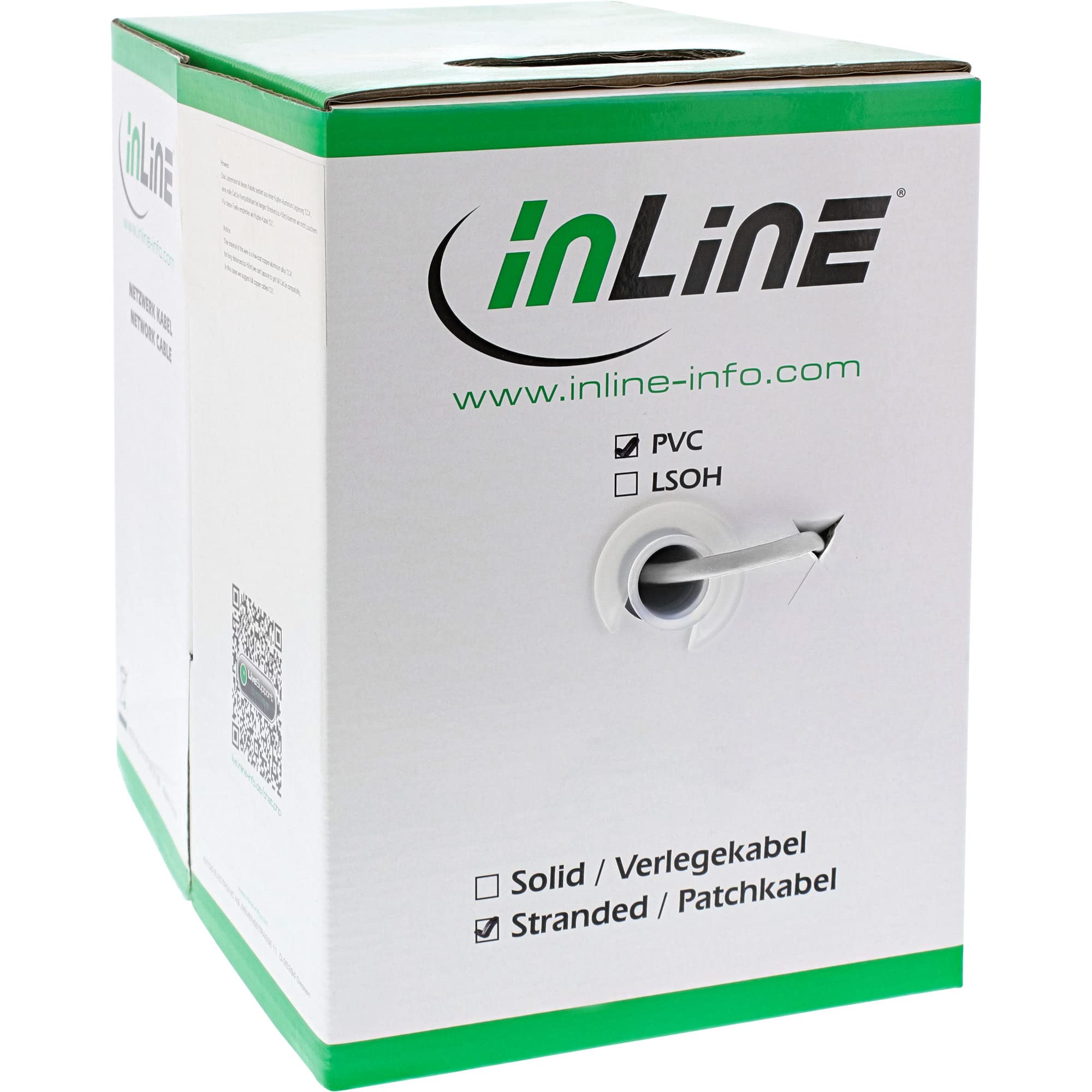 InLine 20664 Cavo LAN Cat.5E, S/FTP, 4 x 2XAWG 26/7 Flessibile, CCA Lega Rame/Alluminio, Guaina PVC, Pull-Out Box 100M Bianco