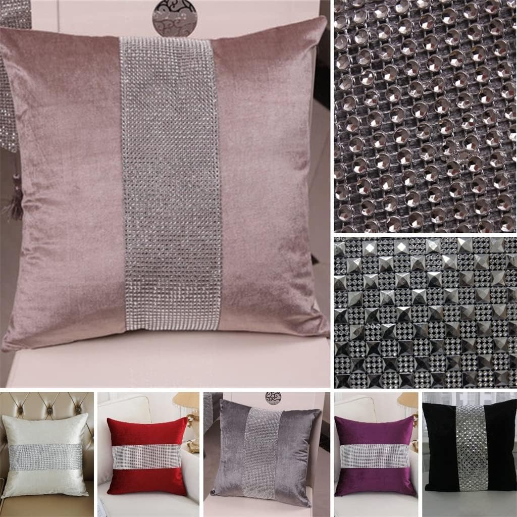 HBJWOV Decorative Diamond Setting Throw Pillow Cover Soft Flannel Pillowcase Home Decor(C)