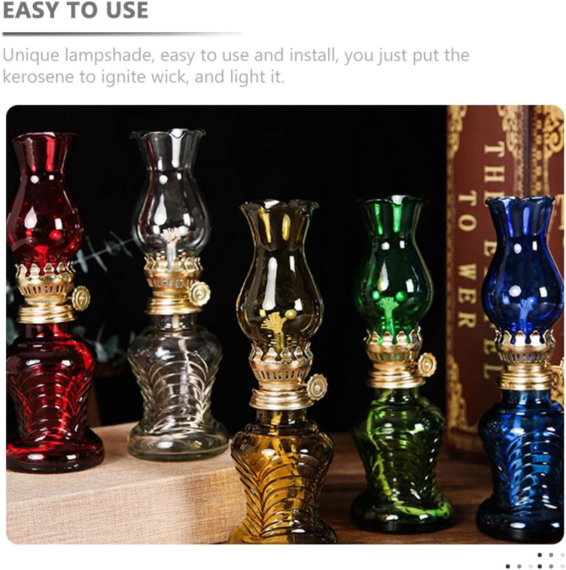 2pcs Retro Kerosene Lamps Oil Lanterns with Large Glass Chamber, Red and Vintage Style, Indoor and Outdoor Emergency Lighting Accessory
