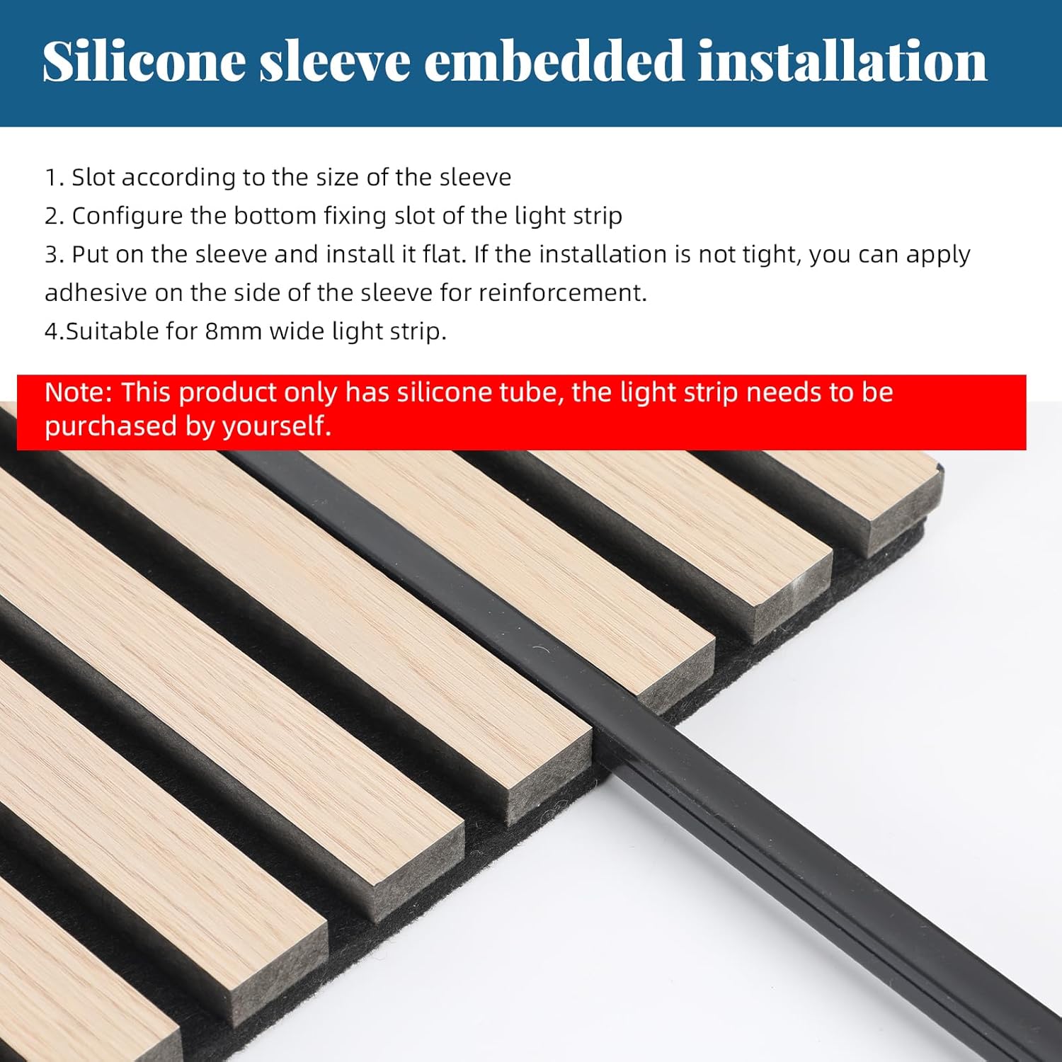 5m Silicone LED Diffuser Channel, 12×12mm Flexible LED Strip Light Cover, Soft Neon Light Profile for Acoustic Panels with End Caps & Mounting Clips (5 M)