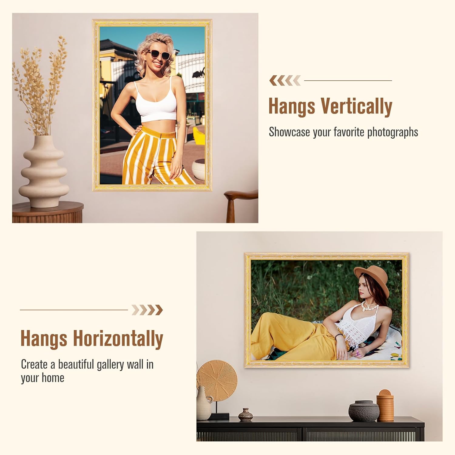 12x18 Frame, Gold Vintage Picture Frames, 12 by 18 Transitional Modern Rustic Poster Frame, Ornate Border Design Photo Frame for Home Decor, Horizontal & Vertical Mount, Available in Sizes & Colors