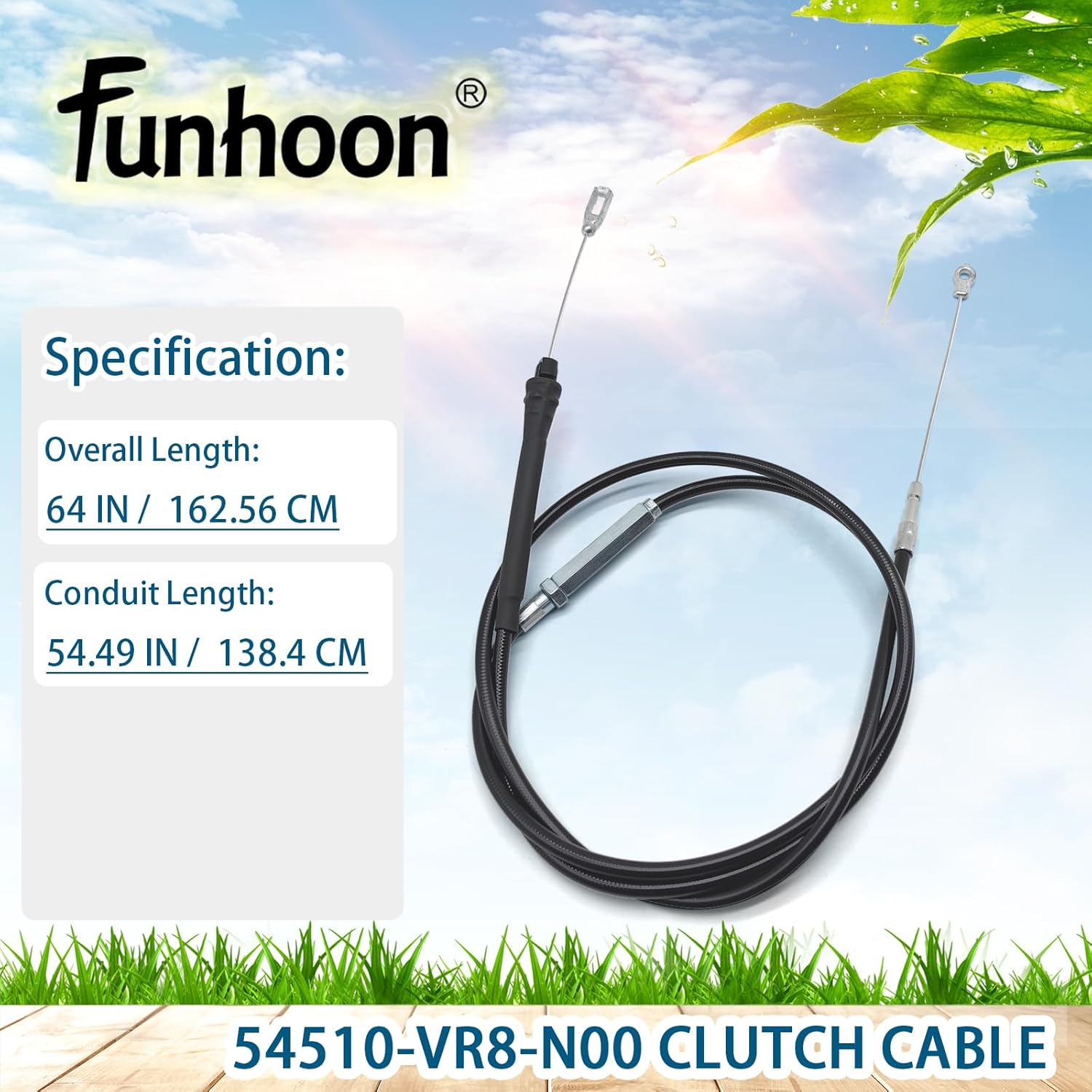 Funhoon Clutch Cable 54510-VR8-N00 64 INCH for Honda HRN216 VKA VKAA VLA VLAA VYA VYAA 54510VR8N00 Push Walk-Behind Lawn Mowers