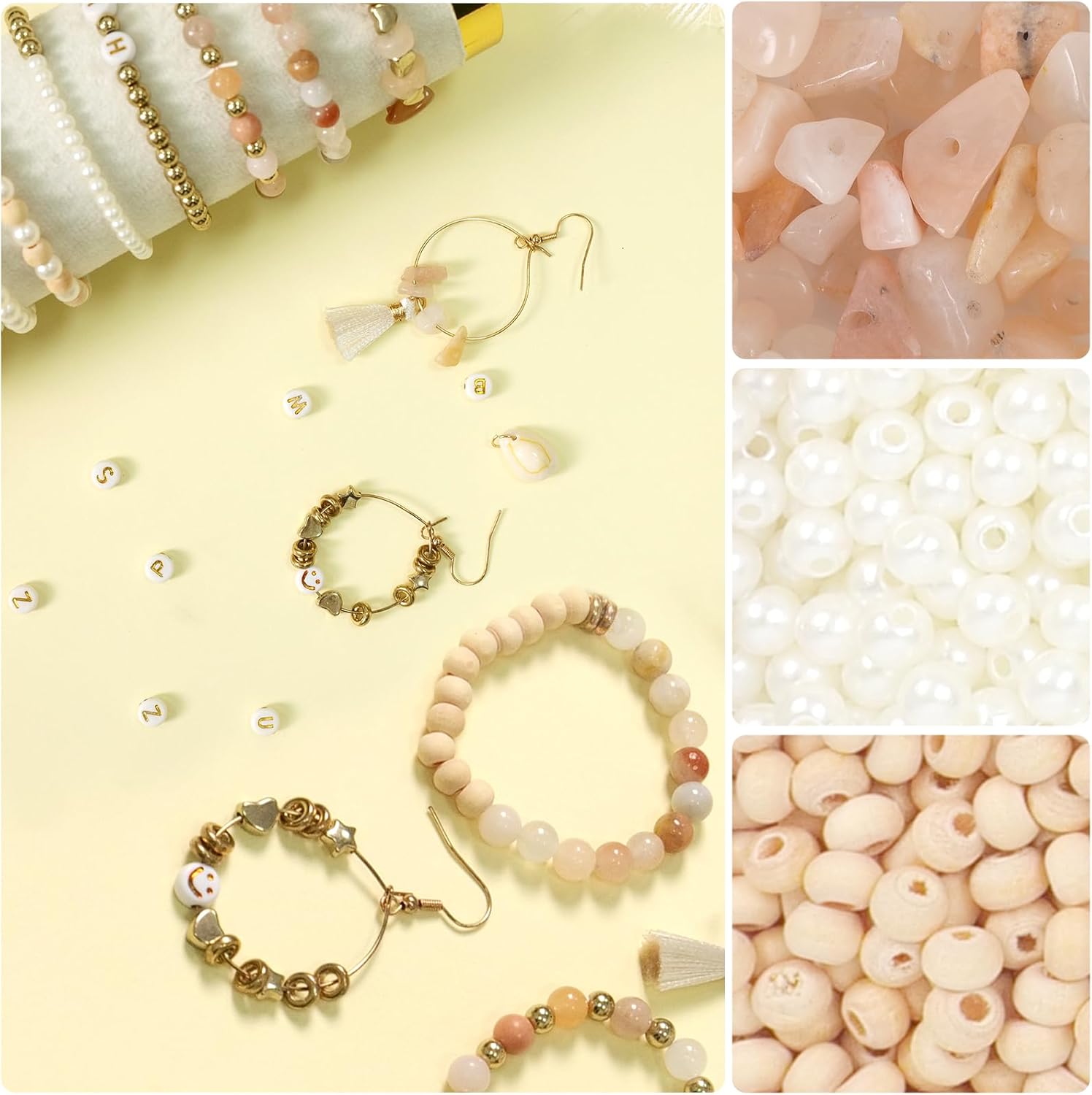 TOIPINIO Bracelet Making Kit Jewelry Making Supplies Kit Natural Stone Beads for Irregular Natural Stone with for DIY Craft 1736 PC Friendship Bracelet/Necklace/Earrings for Adults (Pink Aventurine) - Image 5